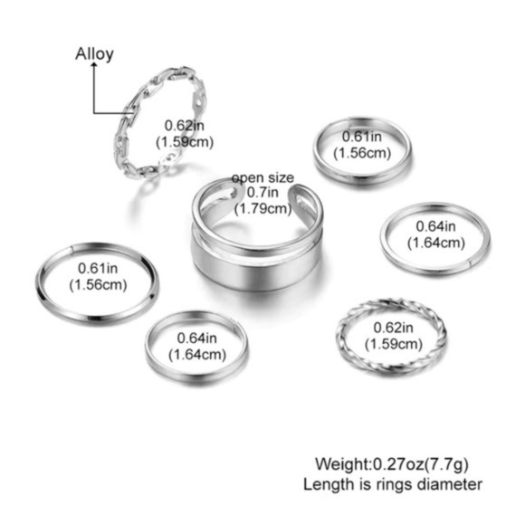 Silver Midi Rings Set - Picture 2 of 2